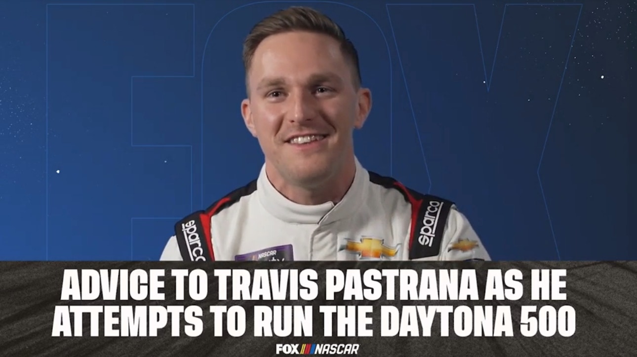 Drivers give Travis Pastrana advice as he attempts to qualify for the 2023 Daytona 500