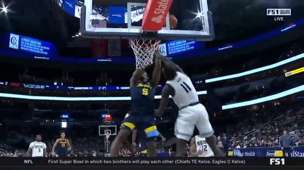 Georgetown's Akok Akok shows off with huge block against Marquette