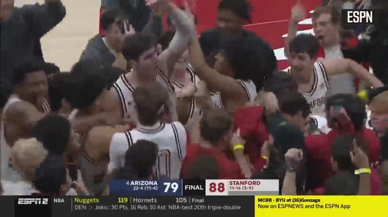 Stanford fans storm Maples Pavilion after upset victory over No. 4 Arizona