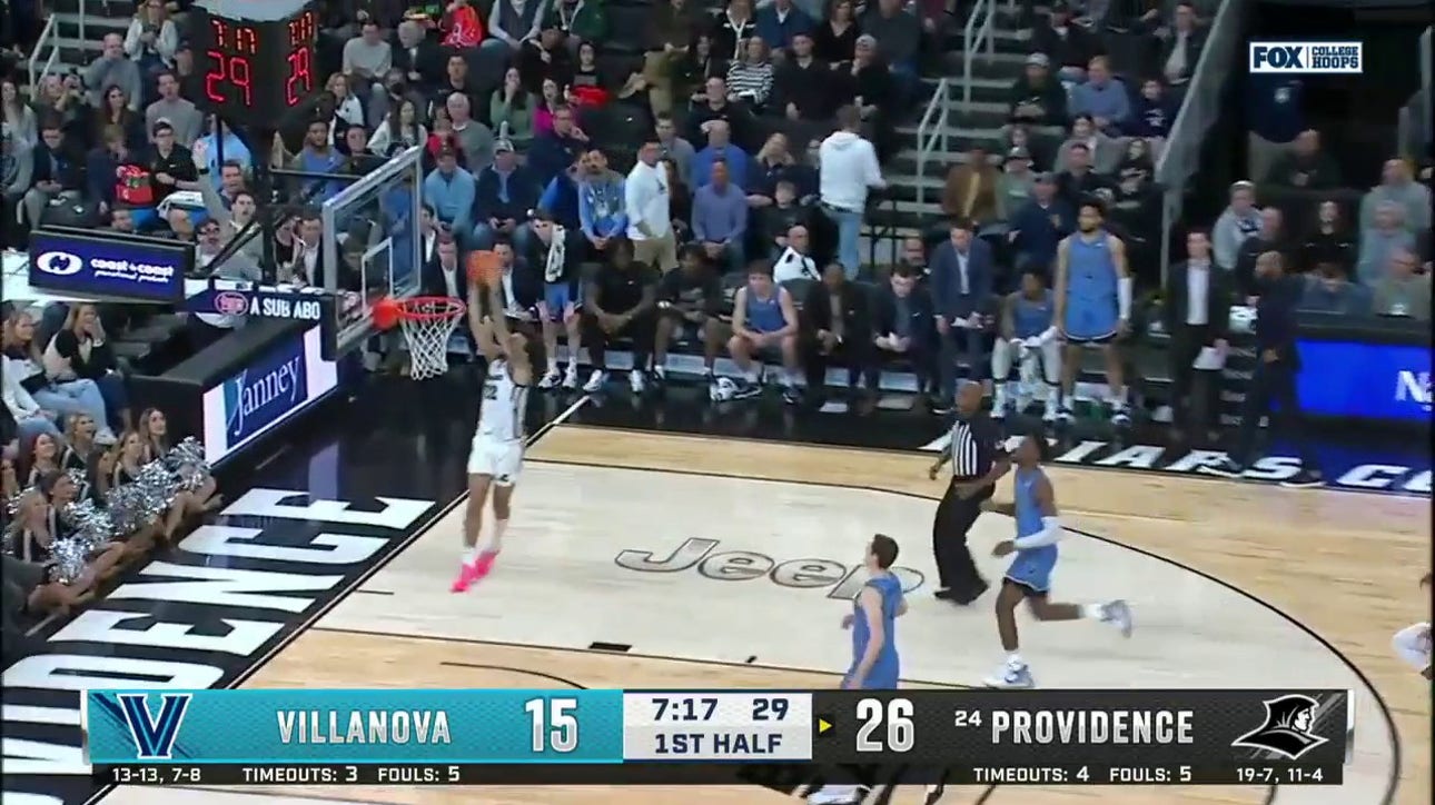 Providence's Devin Carter makes a sneaky pick-pocket then finishes with a two-handed jam against Villanova