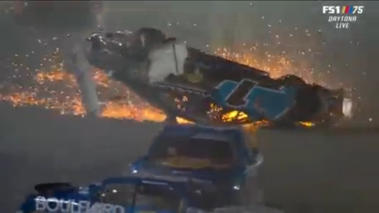 Sam Mayer flips upside down after fiery wreck in the Beef. It's What's For Dinner. 300
