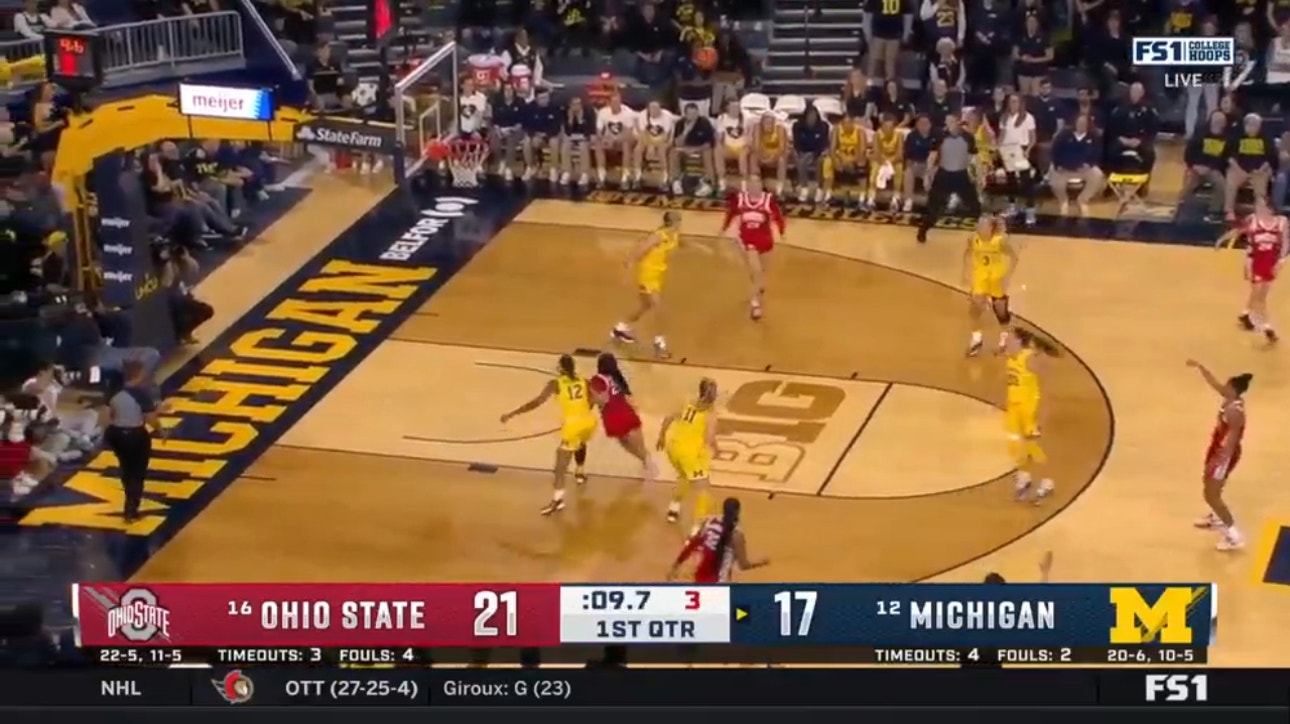 Ohio State's Taylor Thierry drains a long-range three, extending their lead over Michigan 