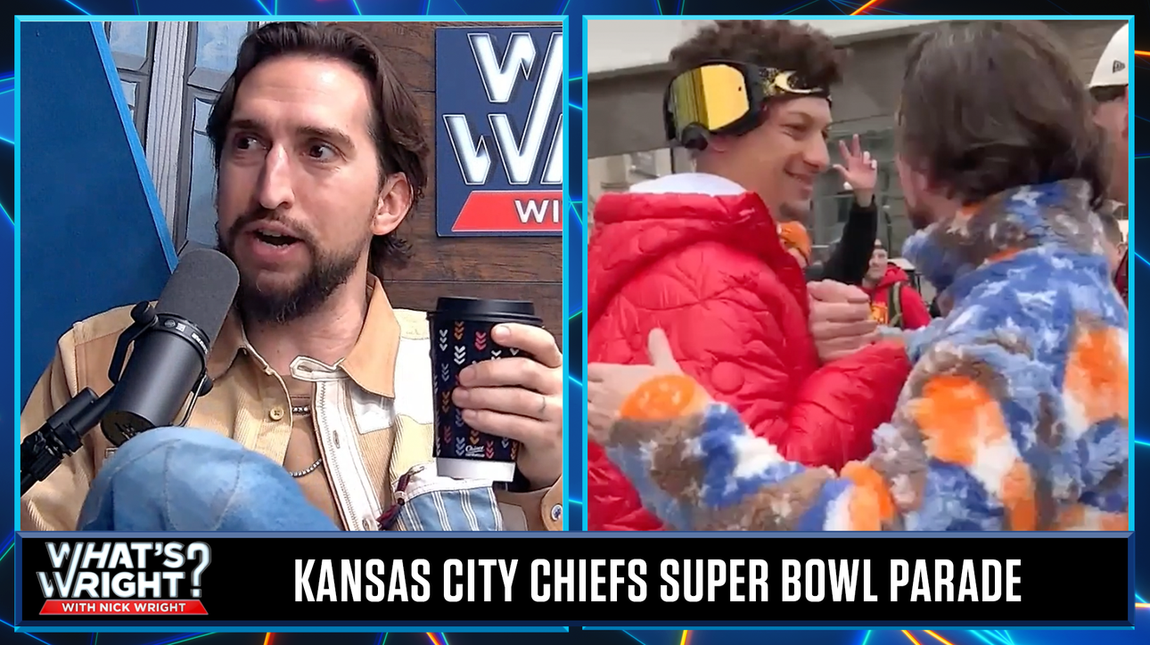 Nick meets Patrick Mahomes & Travis Kelce at Chiefs Super Bowl Parade | What's Wright?