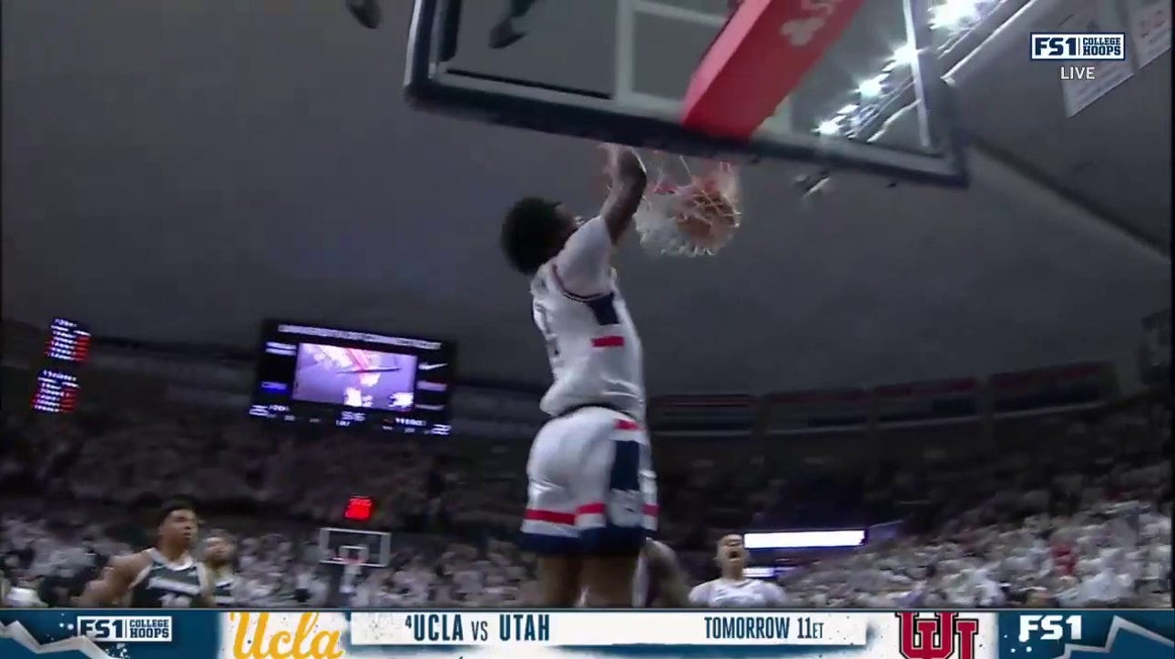 Tristen Newton electrifies the rim with a massive two-handed jam for UConn vs. Providence
