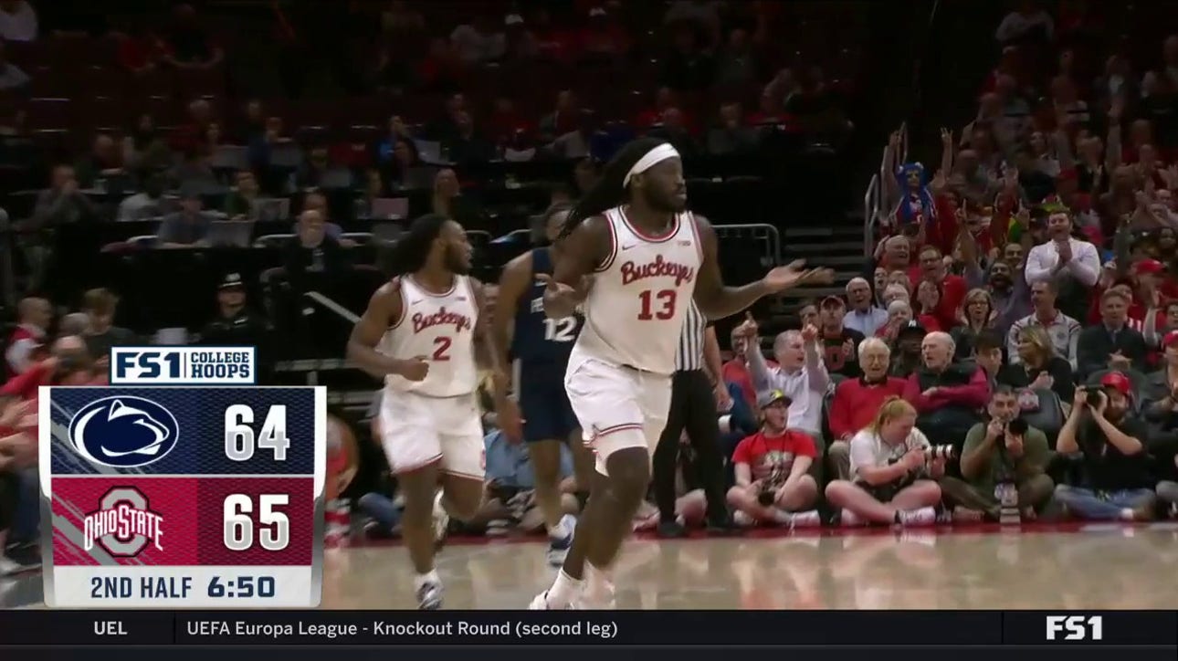 Isaac Likekele BANKS IN wild 3-pointer to help Ohio State take a second-half lead against Penn State