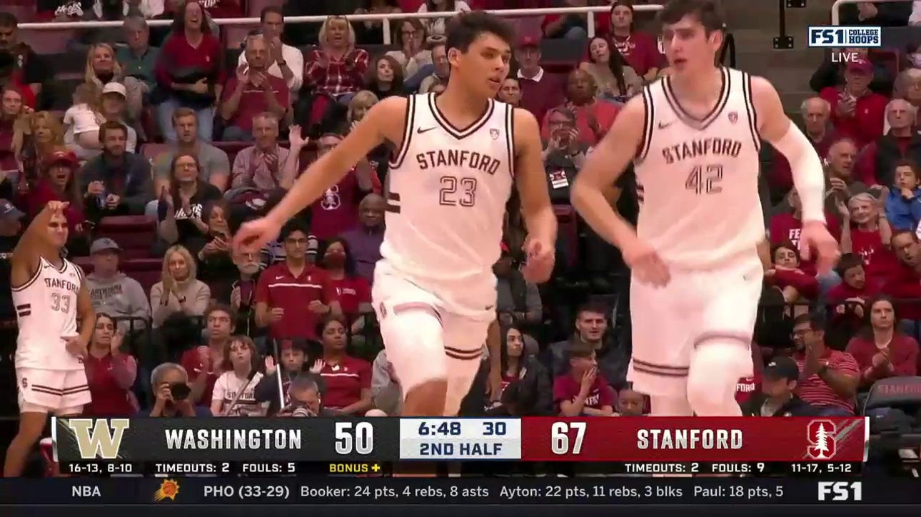 Brandon Angel throws down a dunk to extend Stanford's lead over Washington