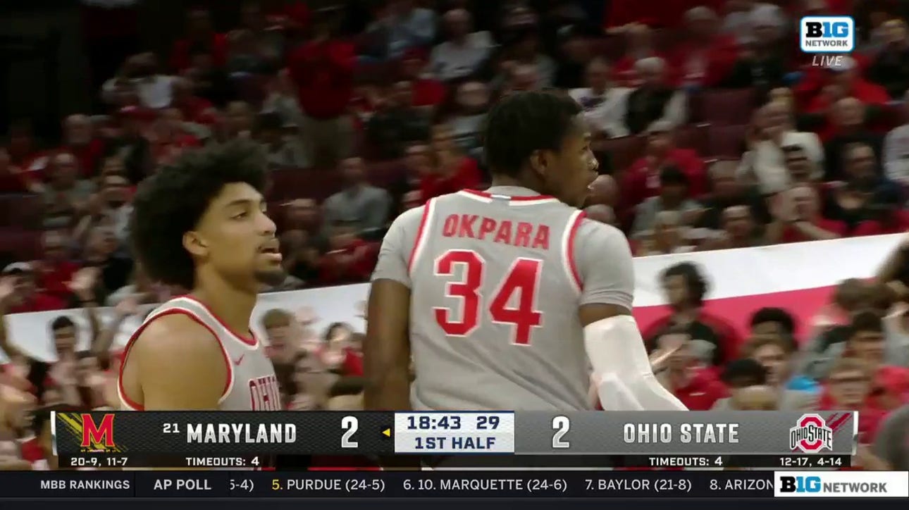 Ohio State's Felix Okpara throws down a thunderous jam vs. Maryland