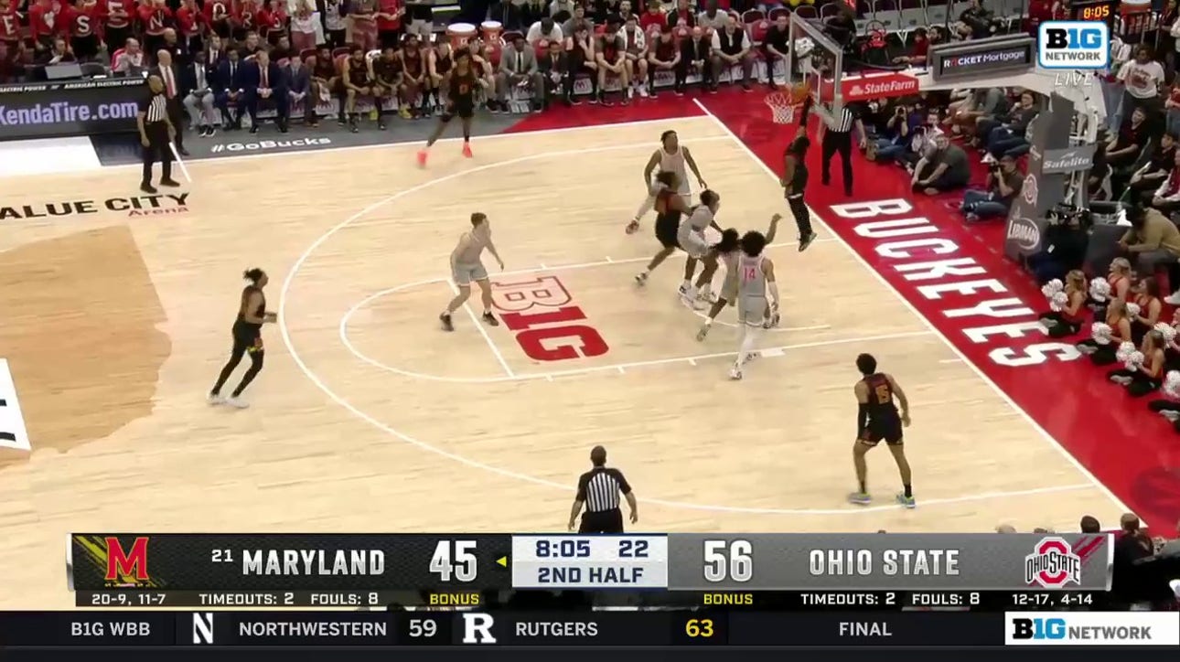 Maryland's Jahmir Young splits the defense and delivers an effortless one-handed jam