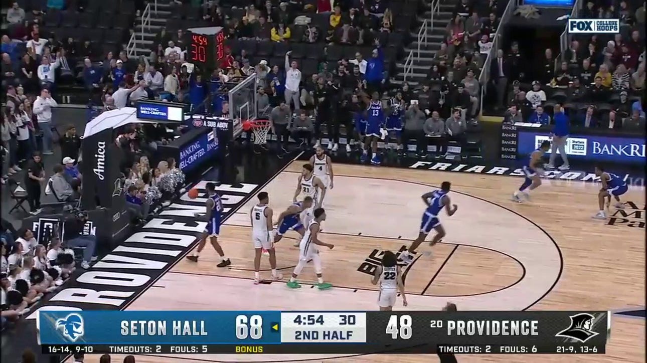 Seton Hall's Al-Amir Dawes finds Dre Davis for a wide open 3-pointer to increase the Pirates' massive lead over Providence