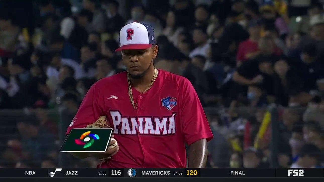 Panama's Humberto Mejia able to get out of bases-loaded jam by inducing a groundout
