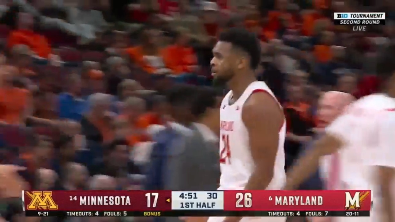 Maryland's Donta Scott leads the way for the Terrapins scoring 20 points in the 70-54 win over Minnesota