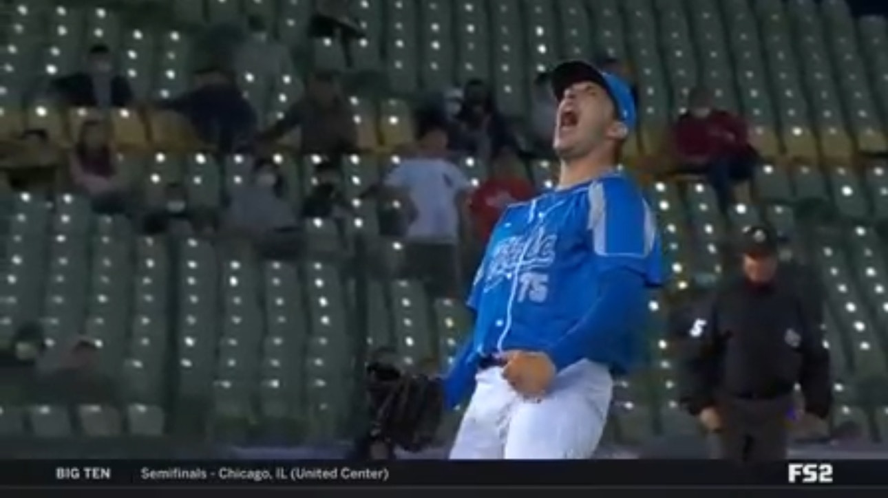 Italy's Joe LaSorsa records a strikeout to get out of a bases loaded jam and has a SPECTACULAR reaction