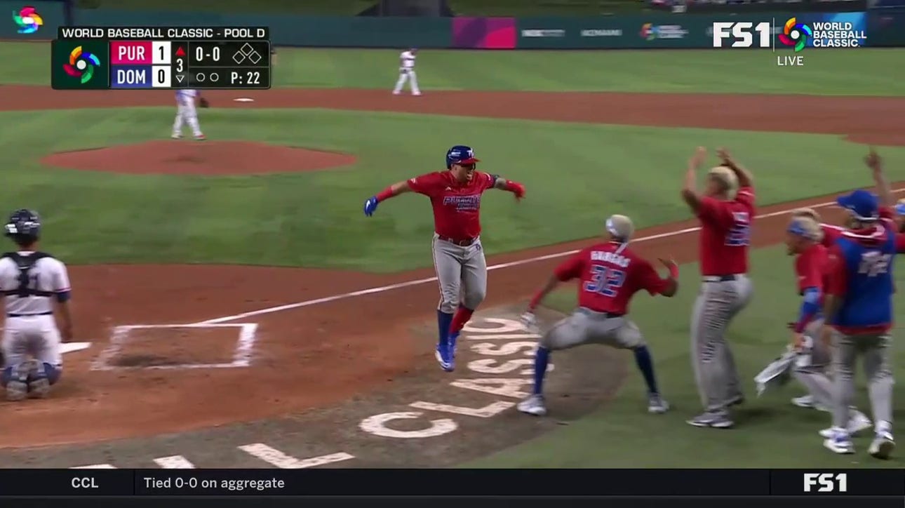Christian Vazquez cranks a home run to get Puerto Rico on the board against the Dominican Republic