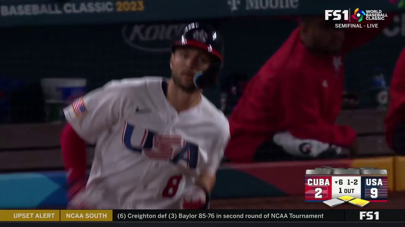 Trea Turner crushes a three-run home run to give Team USA a 12-2 lead over Cuba