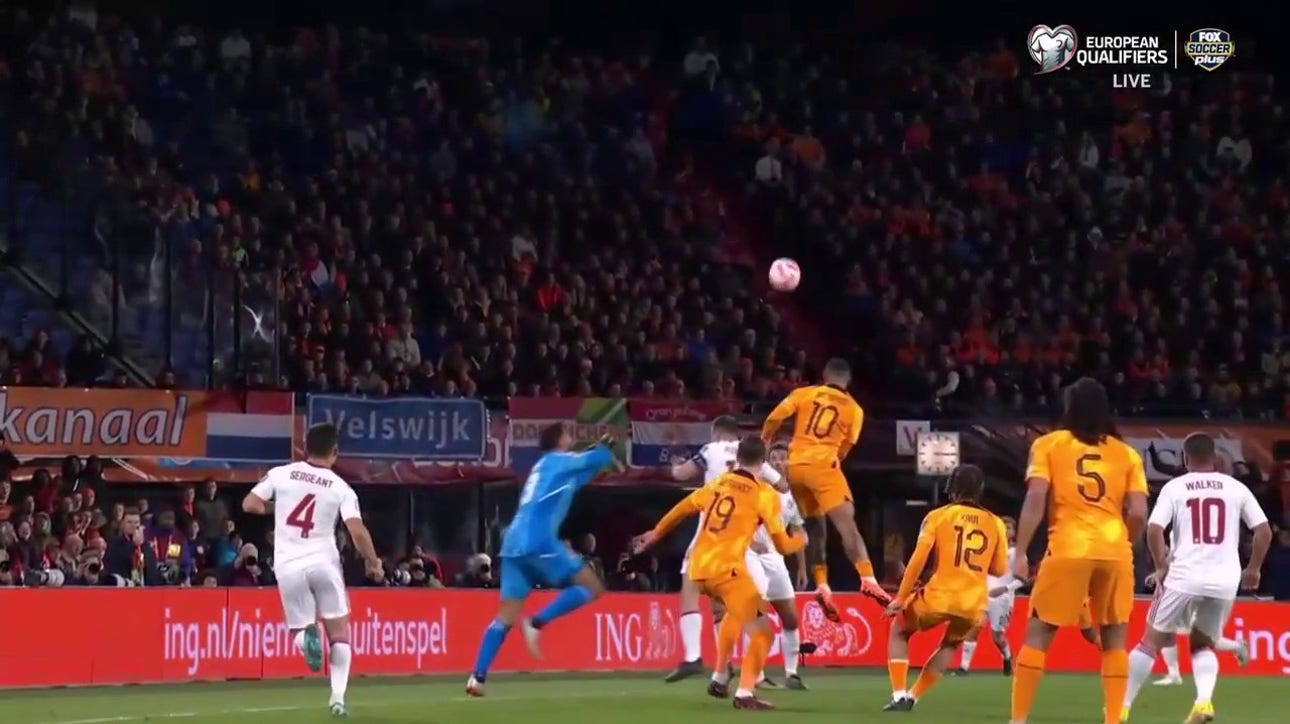 Denzel Dumfries' BEAUTIFUL cross helps Memphis Depay put Netherlands in front against Gibraltar