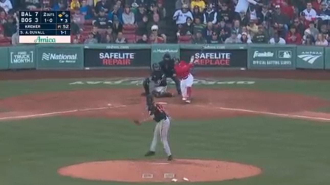 Red Sox's Adam Duvall cranks a two-run home run to trim the Orioles' lead, 7-5
