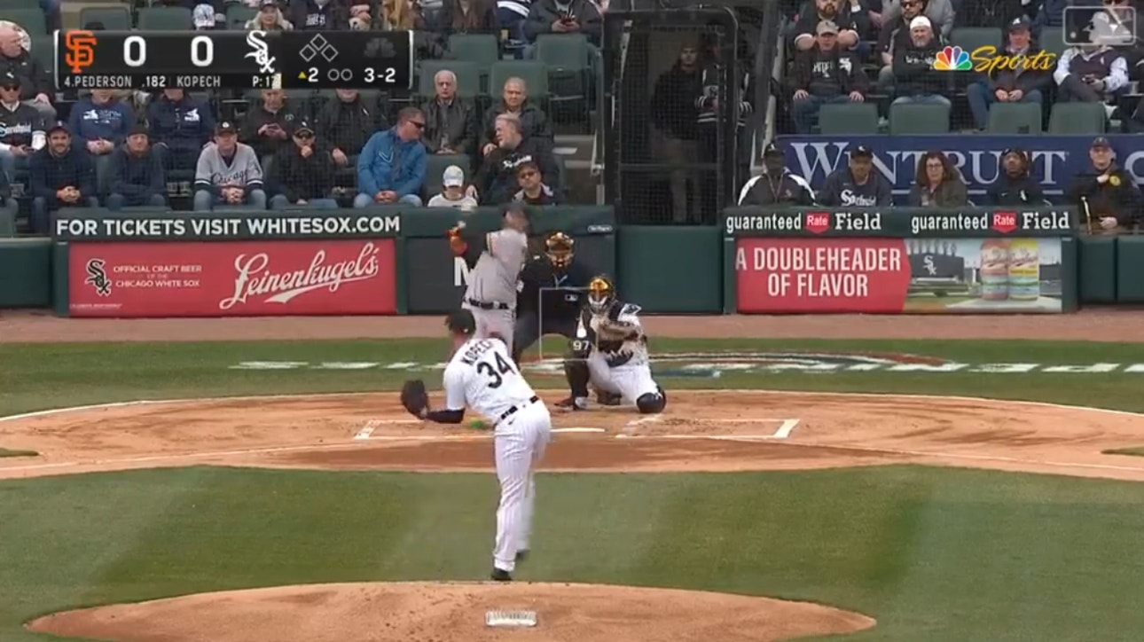 Giants' Joc Pederson sends a solo shot to right center field for the early lead over the White Sox