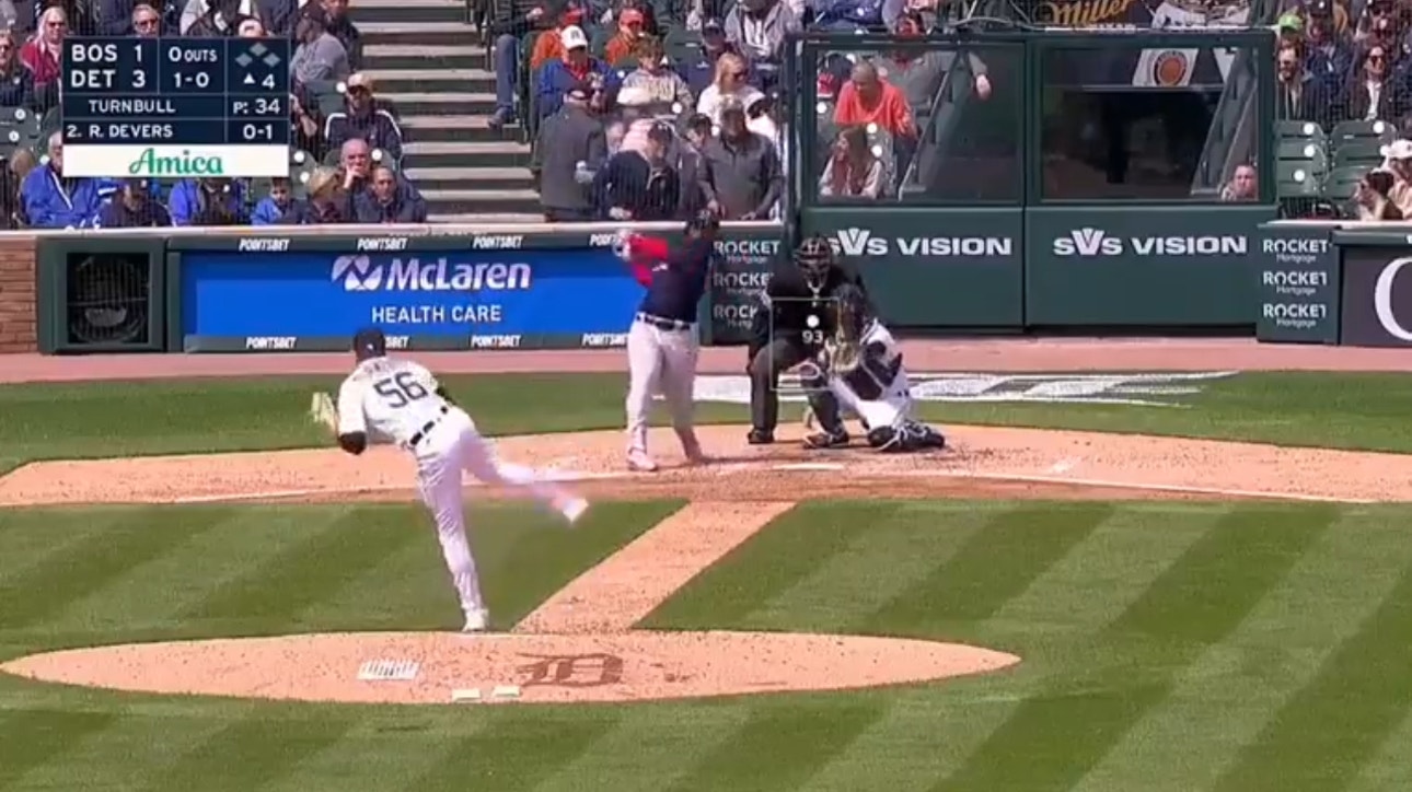 Red Sox's Rafael Devers crushes a solo homer cutting into the deficit against the Tigers in bottom of the fourth