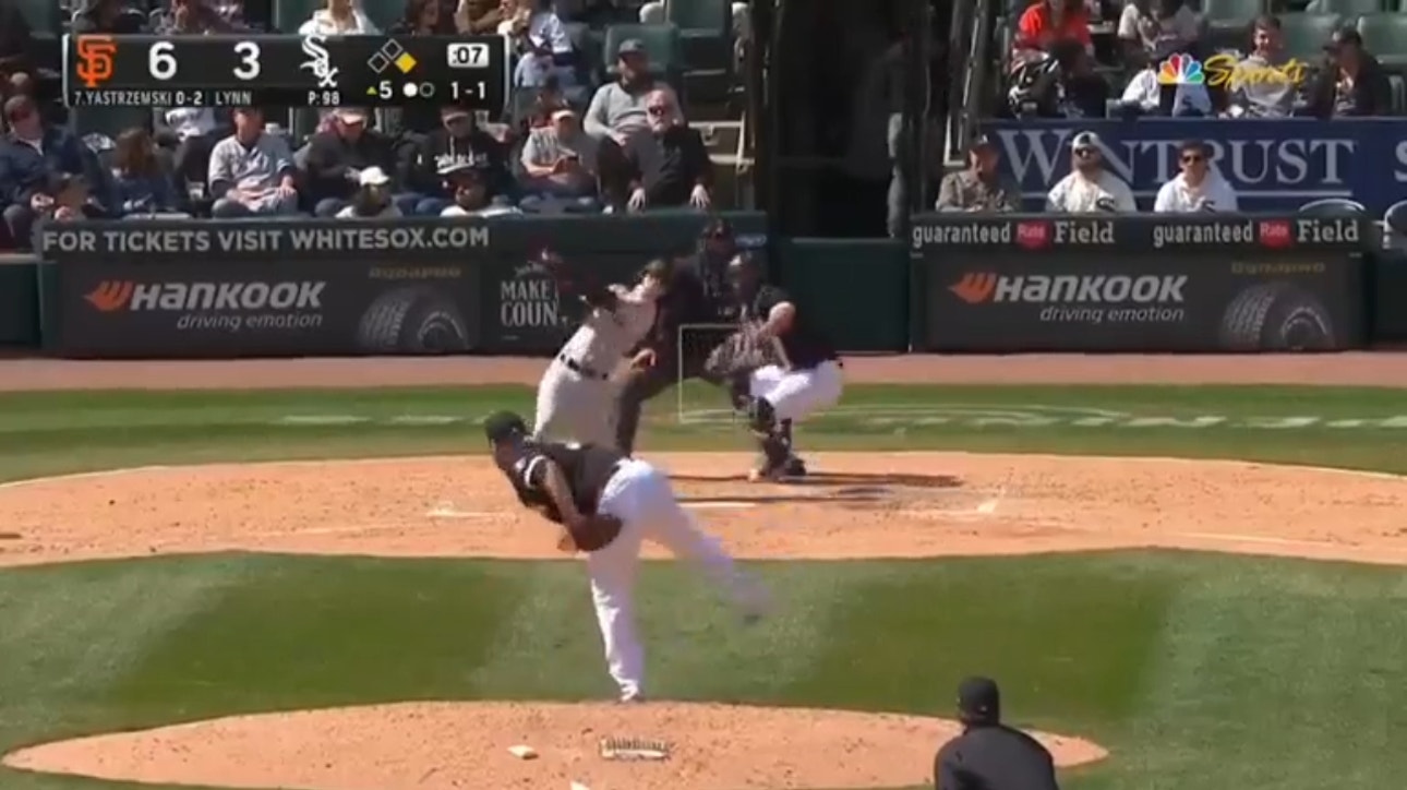 Mike Yastrzemski launches a two-run jack for the Giants' third home run of the day 