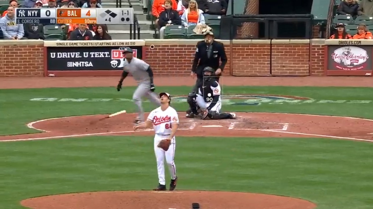 Yankees' Franchy Cordero sends a three-run jack to right center field in the fourth inning