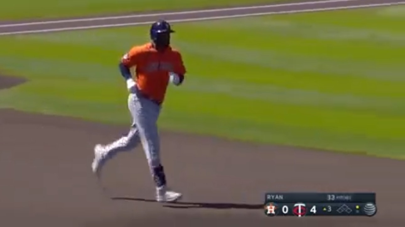 Yordan Alvarez crushes a grand slam to right field as the Astros are tied at 4-4 with the Twins