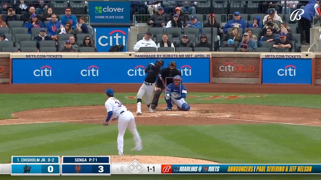 Jazz Chisholm Jr. blasts a deep solo homer to get the Marlins on the board against the Mets