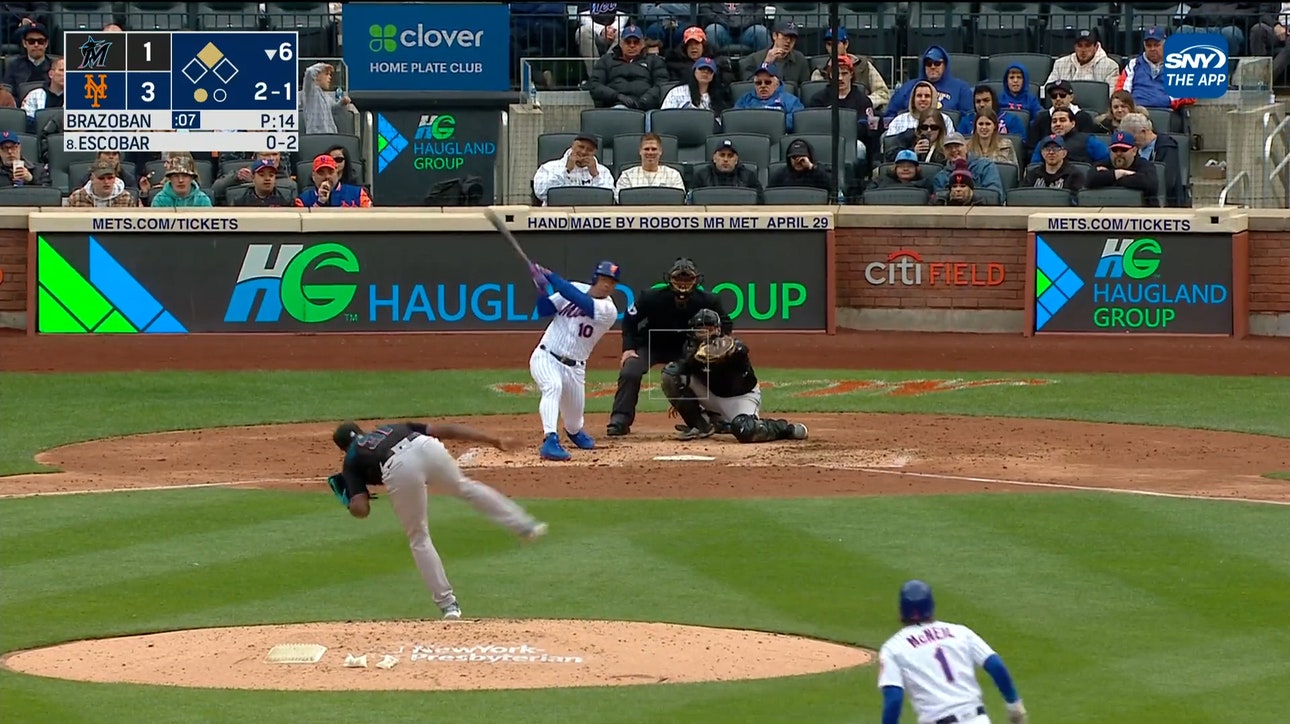 Met's Eduardo Escobar LAUNCHES a two-run homer to grab a 5-1 lead over the Marlins