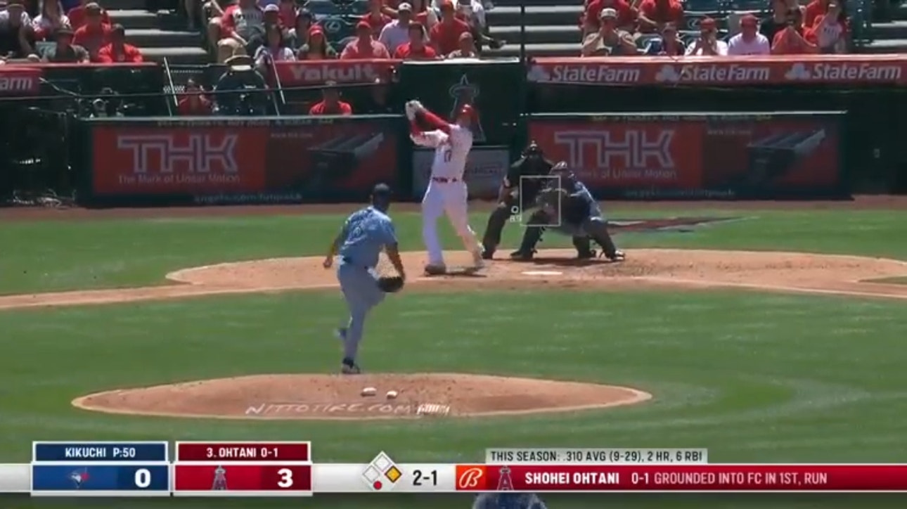 Shohei Ohtani launches a two-run homer for the Angels, extending their lead over the Blue Jays