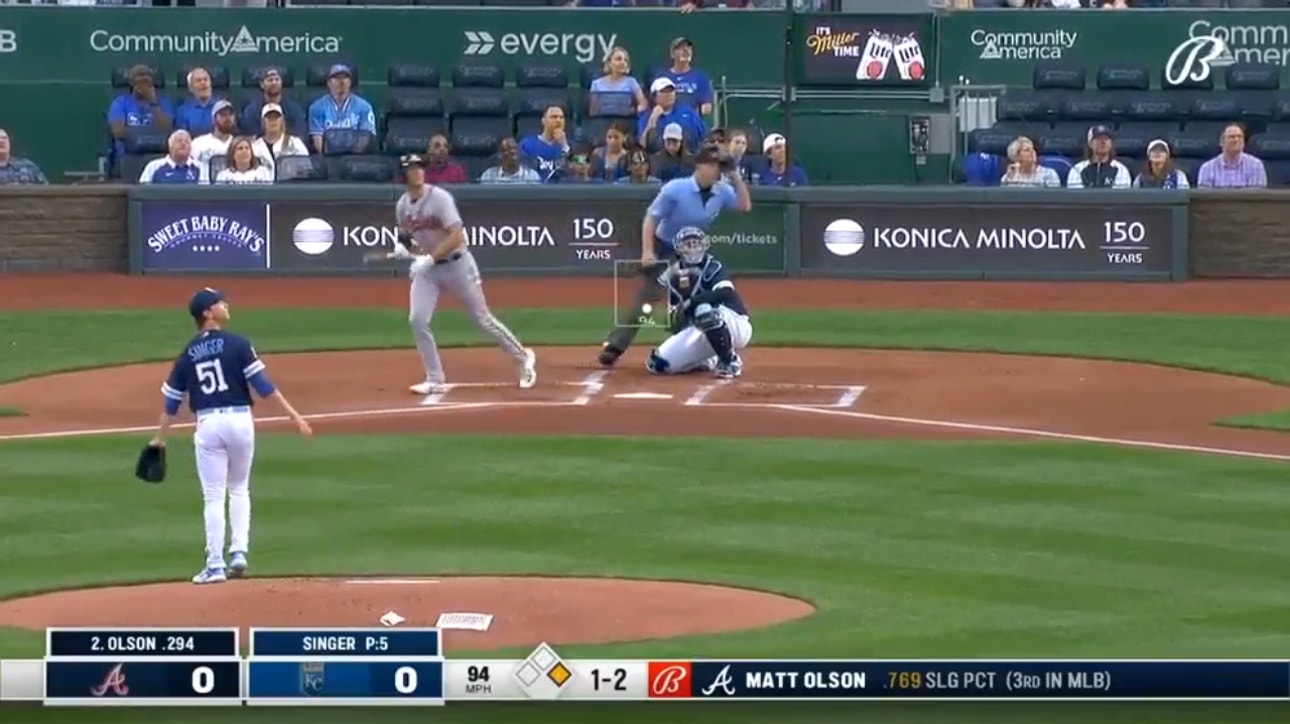 Braves' Matt Olson hits a two-run home run and Austin Riley follows with a dinger in the first inning vs. the Royals