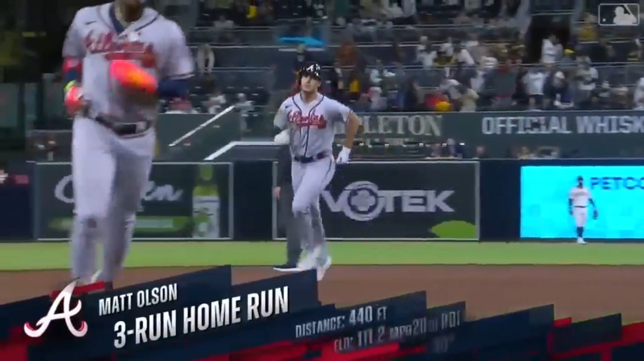 Matt Olson sends a HUGE three-run homer to right-center field, extending Braves' lead to 8-1