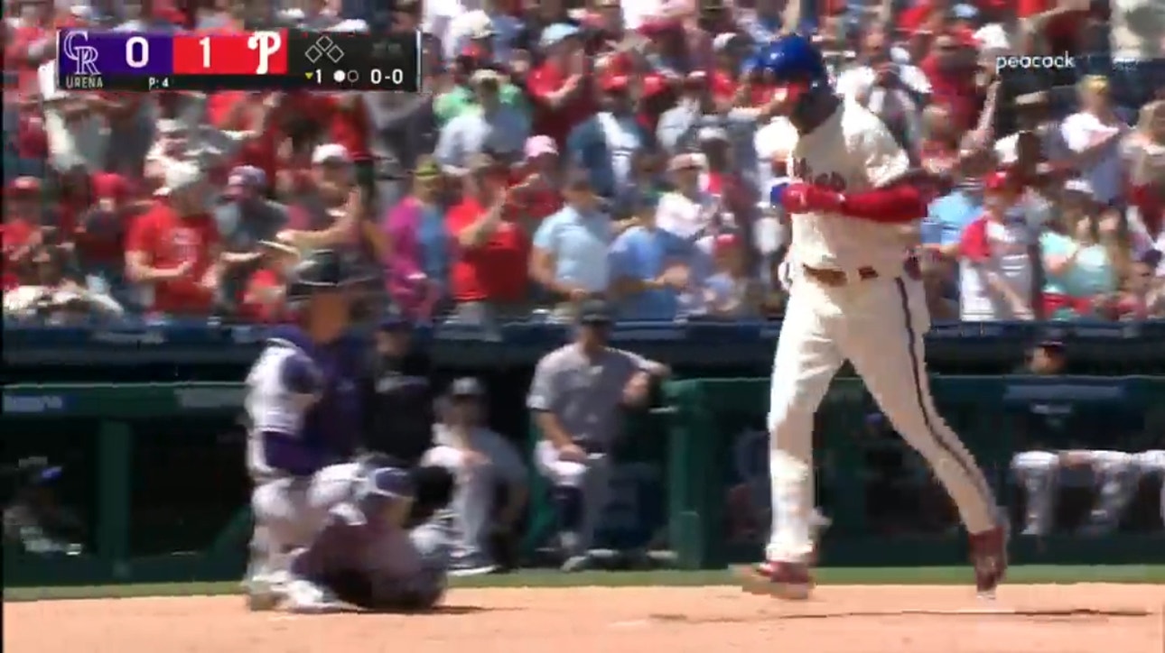 Trea Turner cranks a solo home run to give the Phillies an early lead over the Rockies