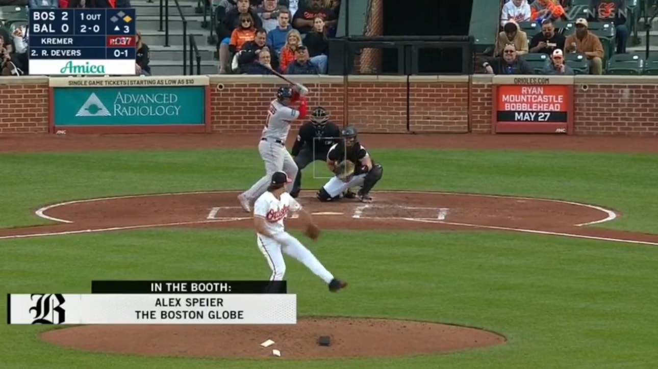 Rafael Devers cranks a two-run home run to give the Red Sox a 4-0 lead over the Orioles