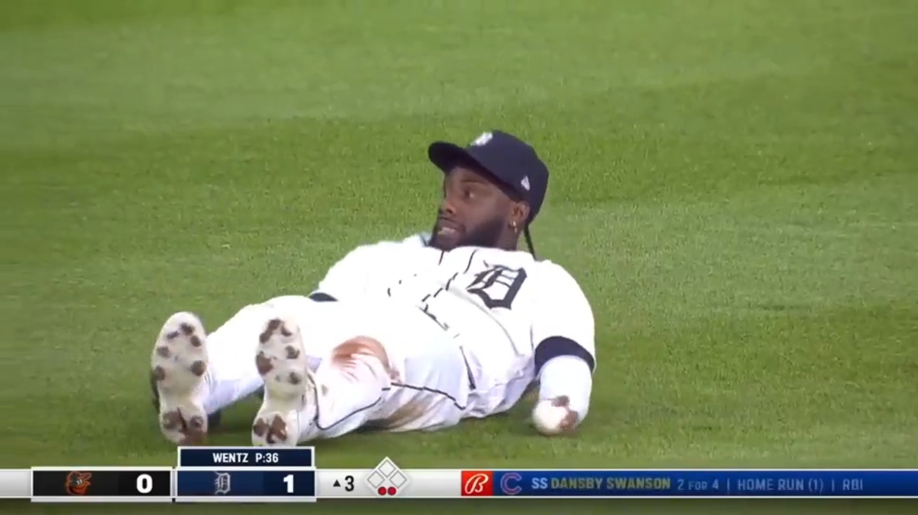 Tigers' Akil Baddoo makes an incredible diving catch in the third vs. the Orioles