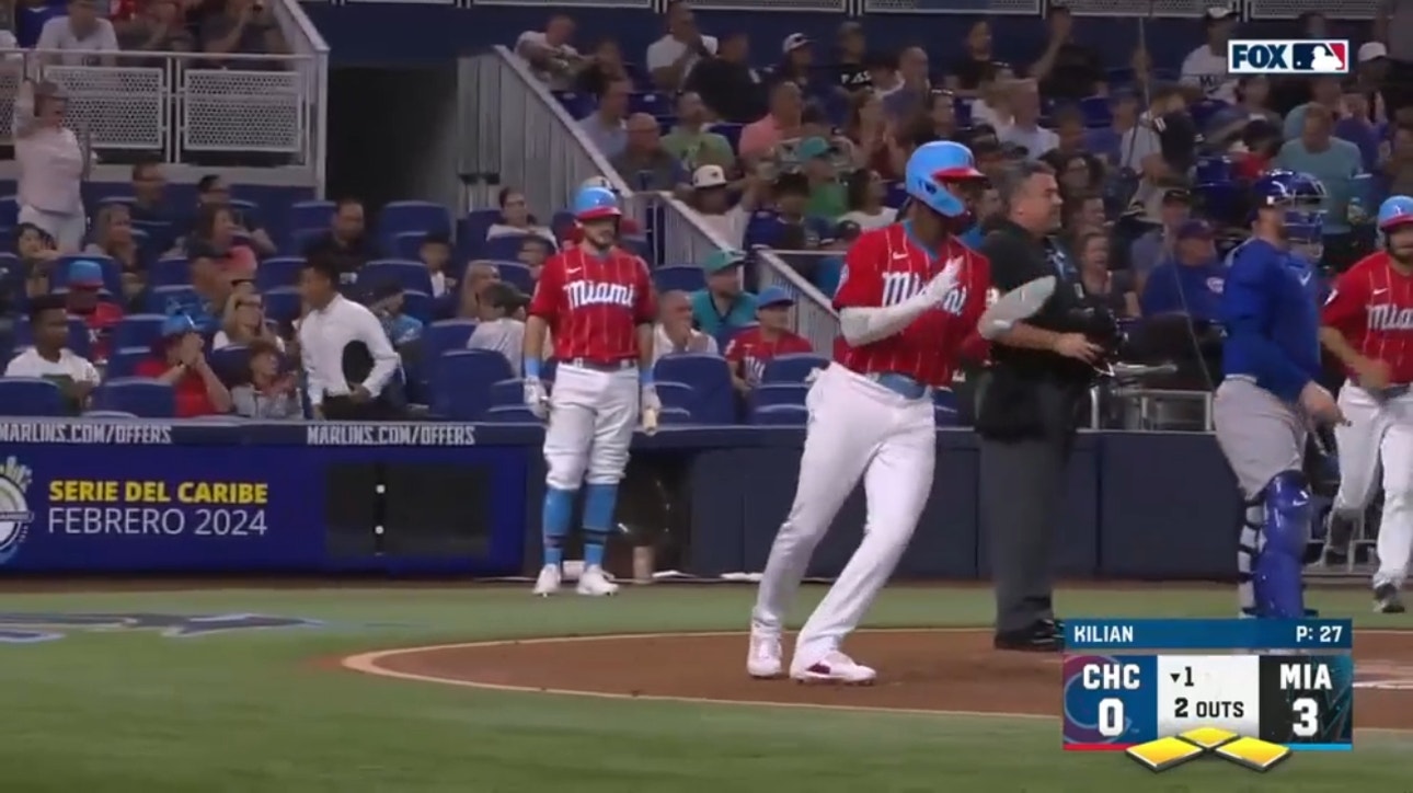Marlins score five runs in the first vs. Cubs behind a two-run double by Jesús Sánchez