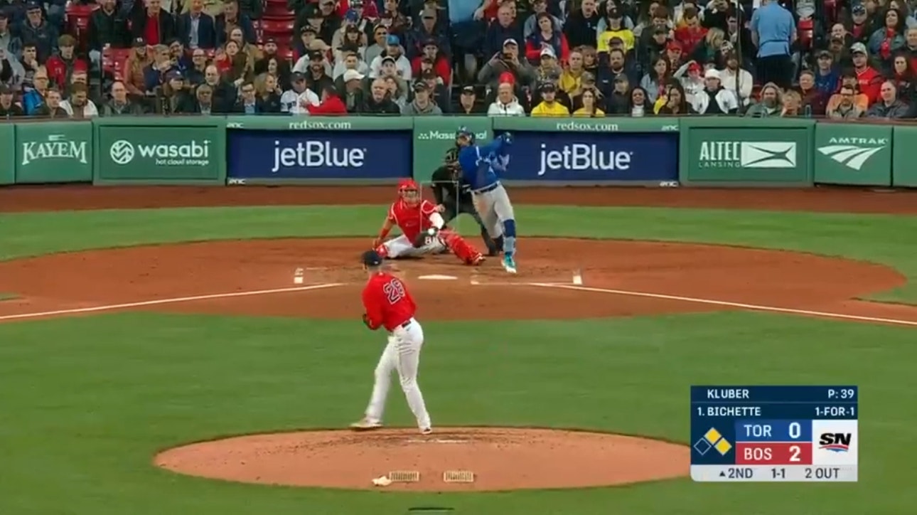 Blue Jays' Bo Bichette sends a go-ahead three-run jack over the monster at Fenway