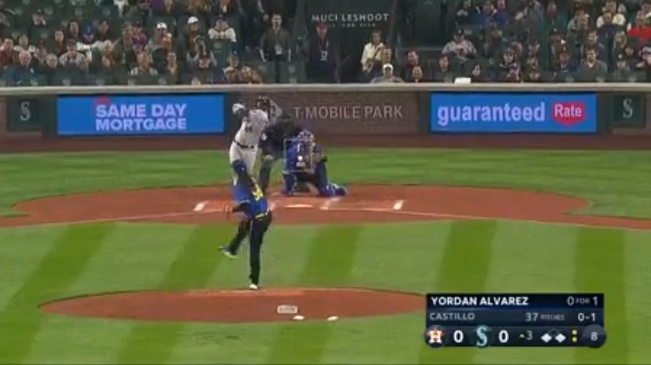 Astros ' Yordan Alvarez drills a three-run homer against the Mariners  