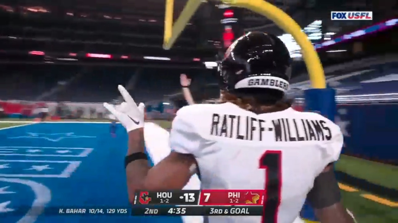 Kenji Bahar connects with Anthony Ratliff-Williams for a five-yard Gamblers' TD vs. Stars to extend the lead