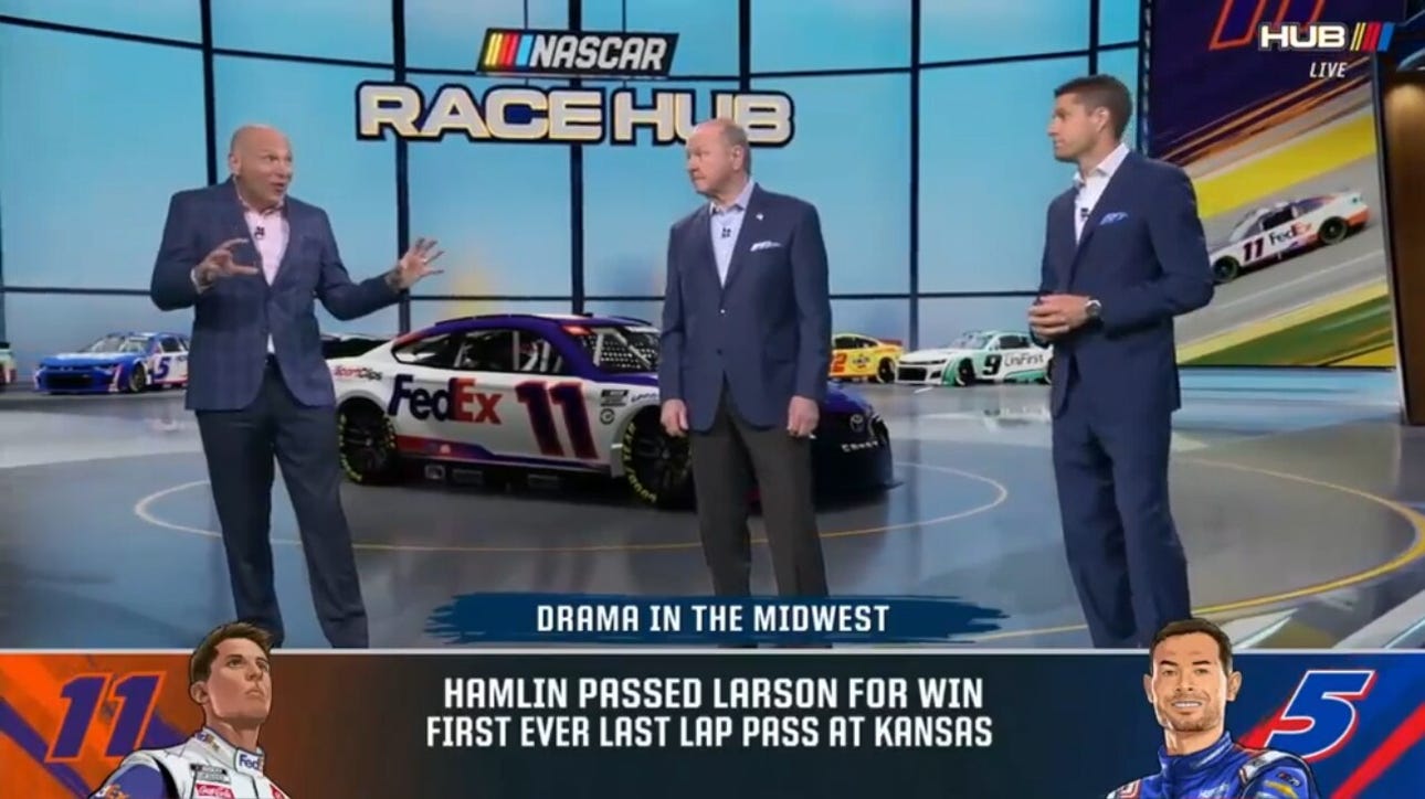 David Ragan on Denny Hamlin's aggressive last lap move to pass Kyle Larson at Kansas | NASCAR Race Hub
