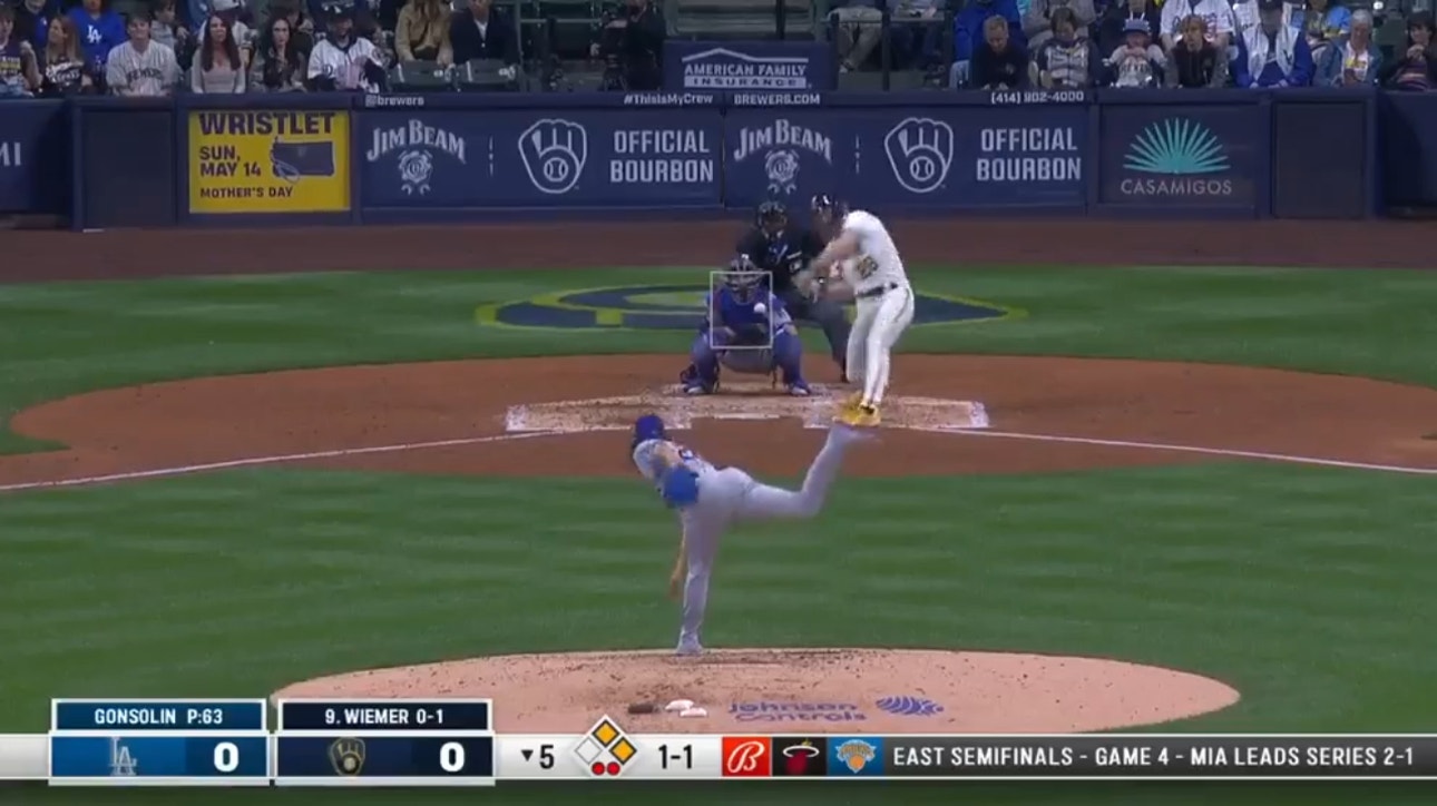 Joey Wiemer smokes a three-run homer for the Brewers to give them the lead over the Dodgers