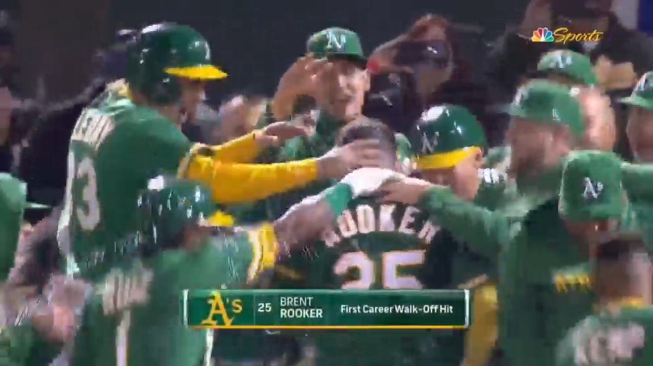 A's Brent Rooker smashes a walk-off three-run homer to defeat the Rangers 9-7 in extra innings