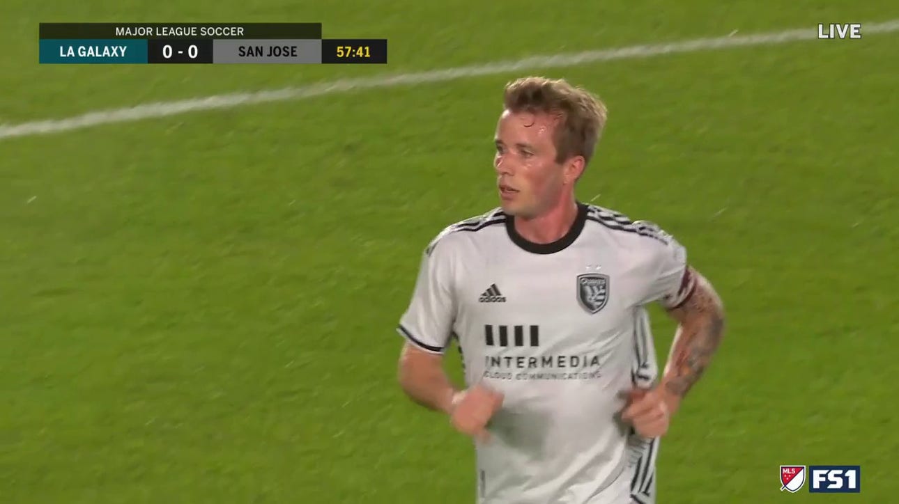 LA Galaxy takes a 1-0 lead over San Jose after Martin Caceres puts in a header in the second half