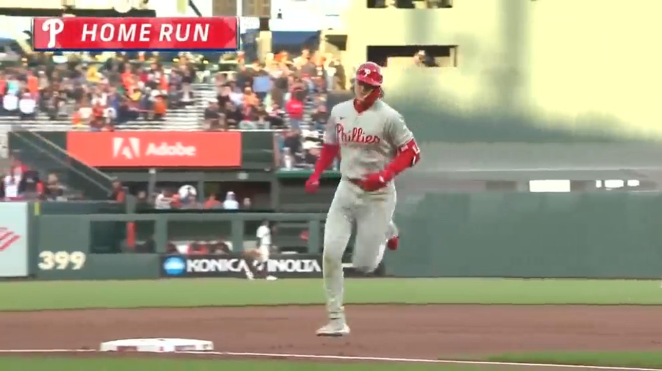 Phillies' Alec Bohm knocks a two-run home run to left-center field against Giants 