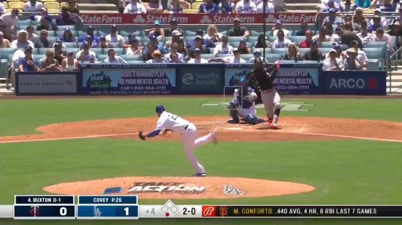 Twins' Byron Buxton CRUSHES a deep solo homer against the Dodgers