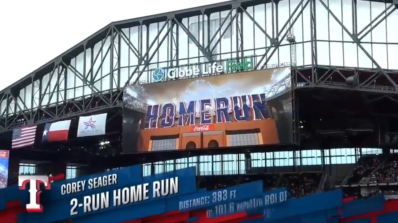 Rangers' Corey Seager caps a five-run second inning against the Rockies with a two-run dinger