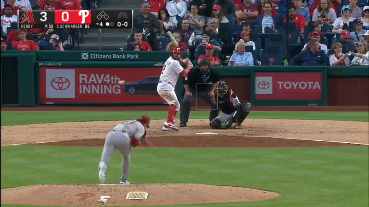 Phillies' Kyle Schwarber muscles a solo home run to trim the deficit against Diamondbacks