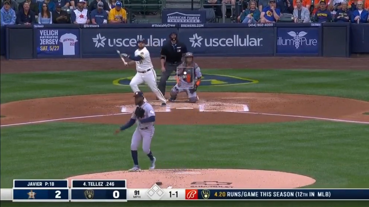 Rowdy Tellez launches a solo home run to get the Brewers on the board against the Astros