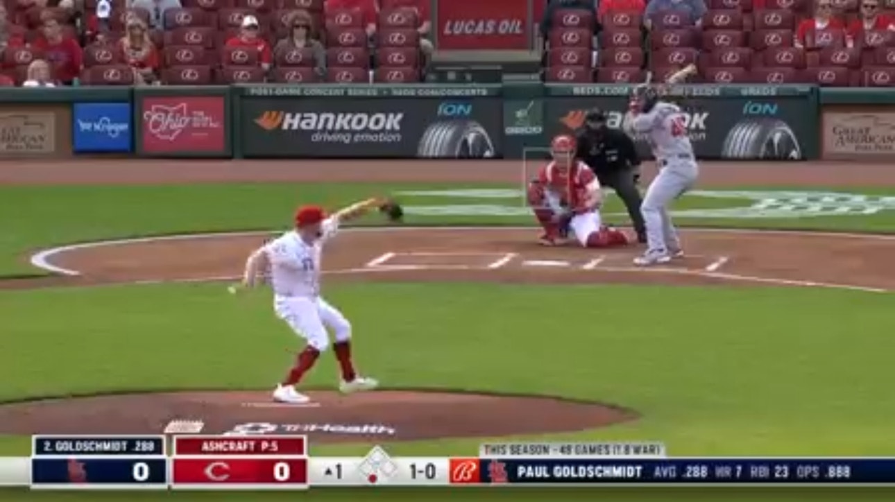 Paul Goldschmidt unleashes a solo home run to give the Cardinals an early lead over the Reds