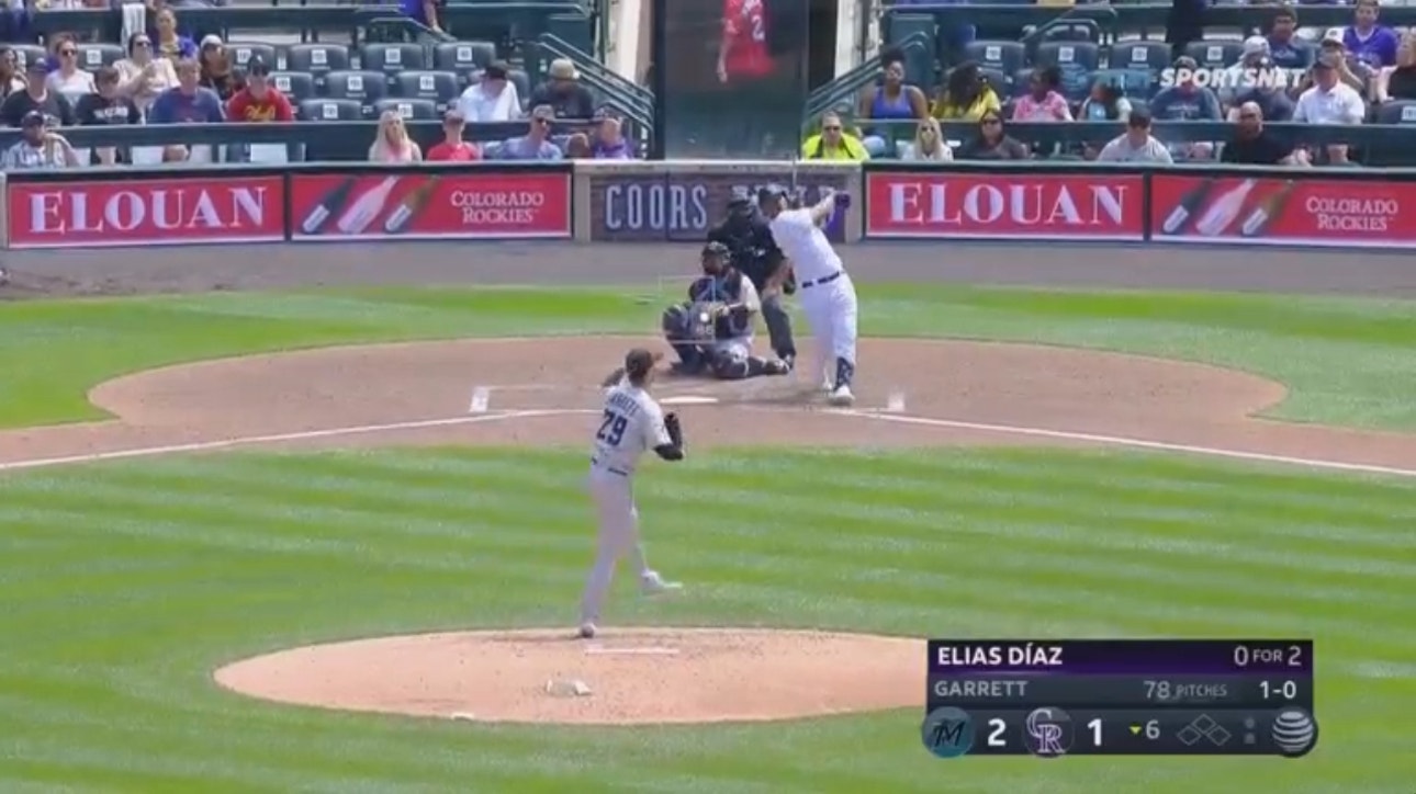 Rockies' Elias Díaz launches a massive 443-foot solo homer vs. Marlins