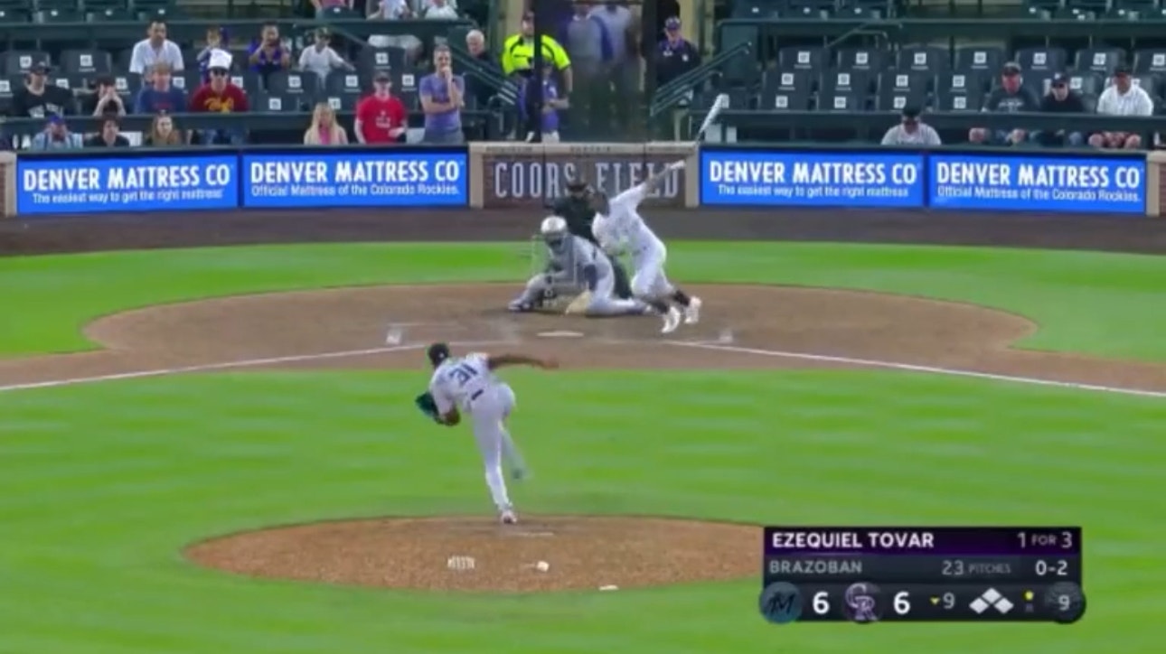 Rockies' Ezequiel Tovar hits a walk-off RBI-single to defeat the Marlins