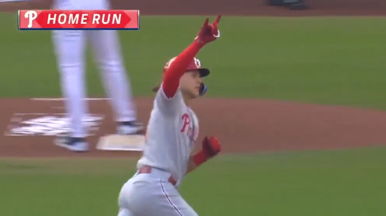 Phillies' Alec Bohm sends a two-run homer 433 feet to center field in the second inning